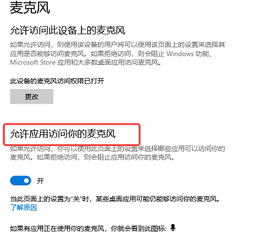 允许应用访问麦克风