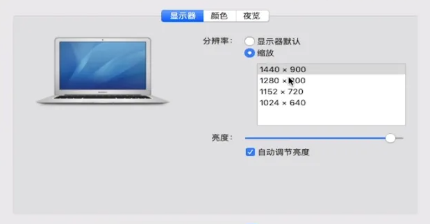 选择显示器缩放比例