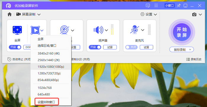 设置隐私排除窗口
